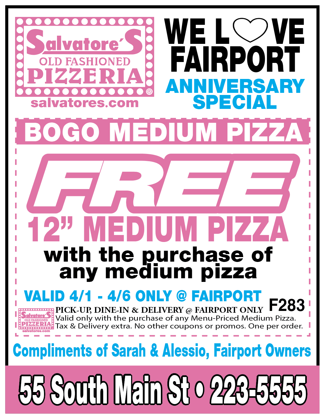 Fairport Coupons | Salvatore's Pizzeria